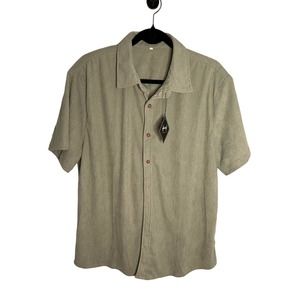 Hoooyi men's sage green corderoy button down shirt, sz L, NWT
